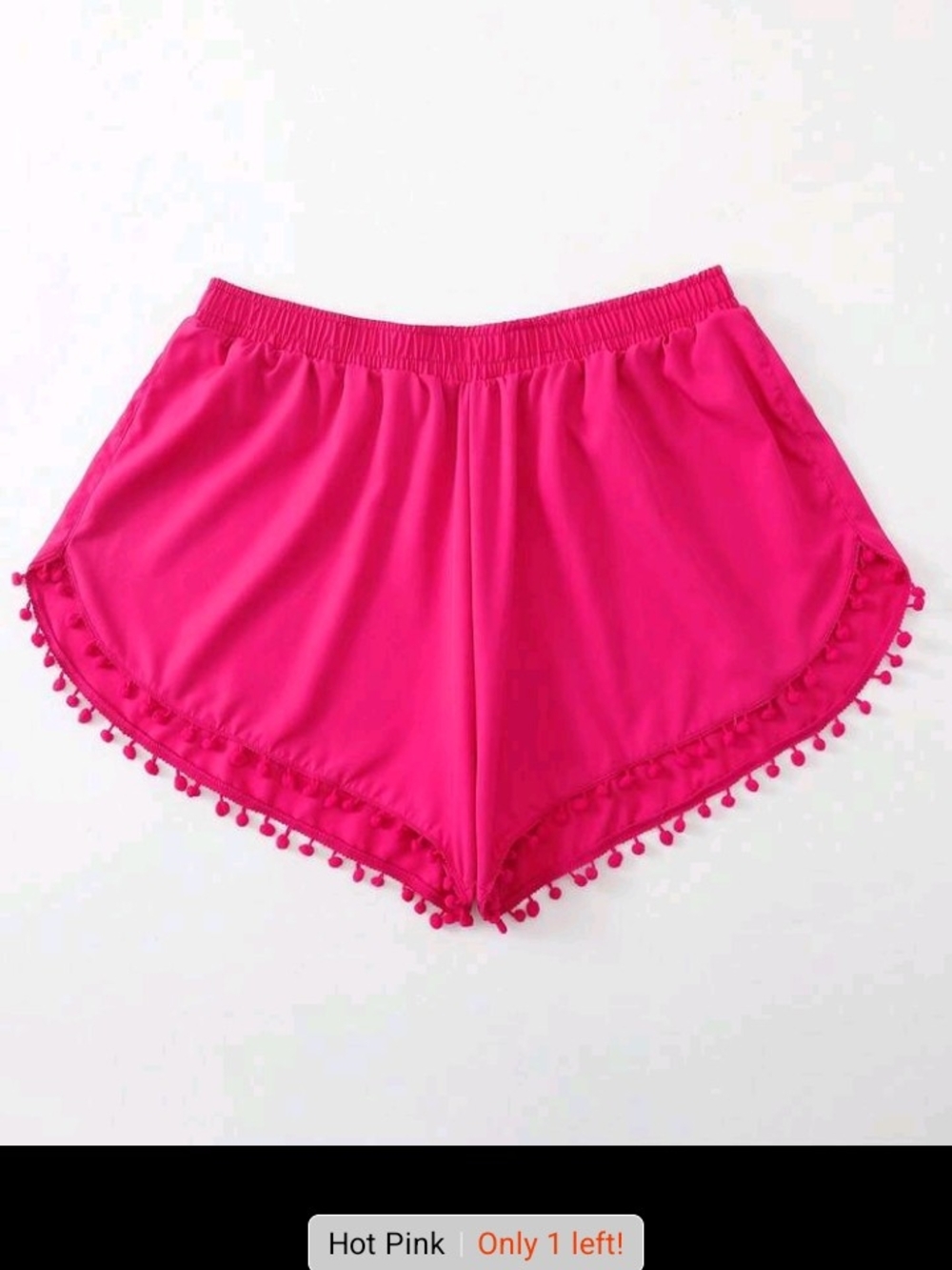 SHEIN Hot Pink Pom-Pom Trim Athletic Shorts